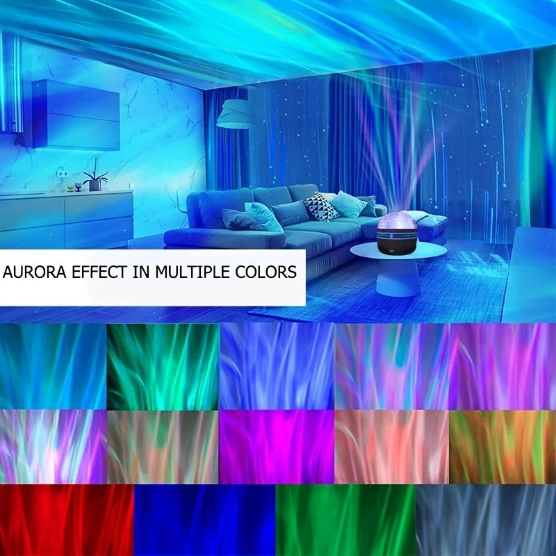 LED Yıldızlı Galaksi Dalga Projektör RGB Uzaktan Kumandalı Lamba