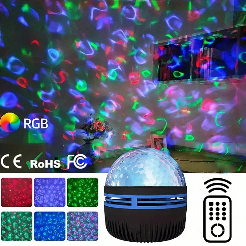 LED Yıldızlı Galaksi Dalga Projektör RGB Uzaktan Kumandalı Lamba